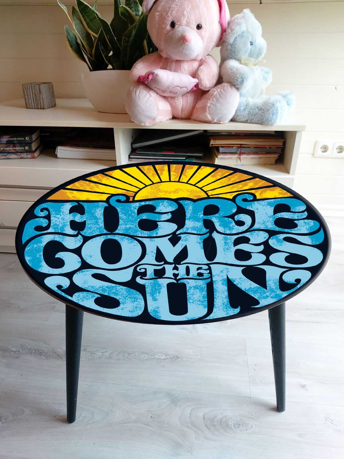 20" Tabletop with text vintage pattern