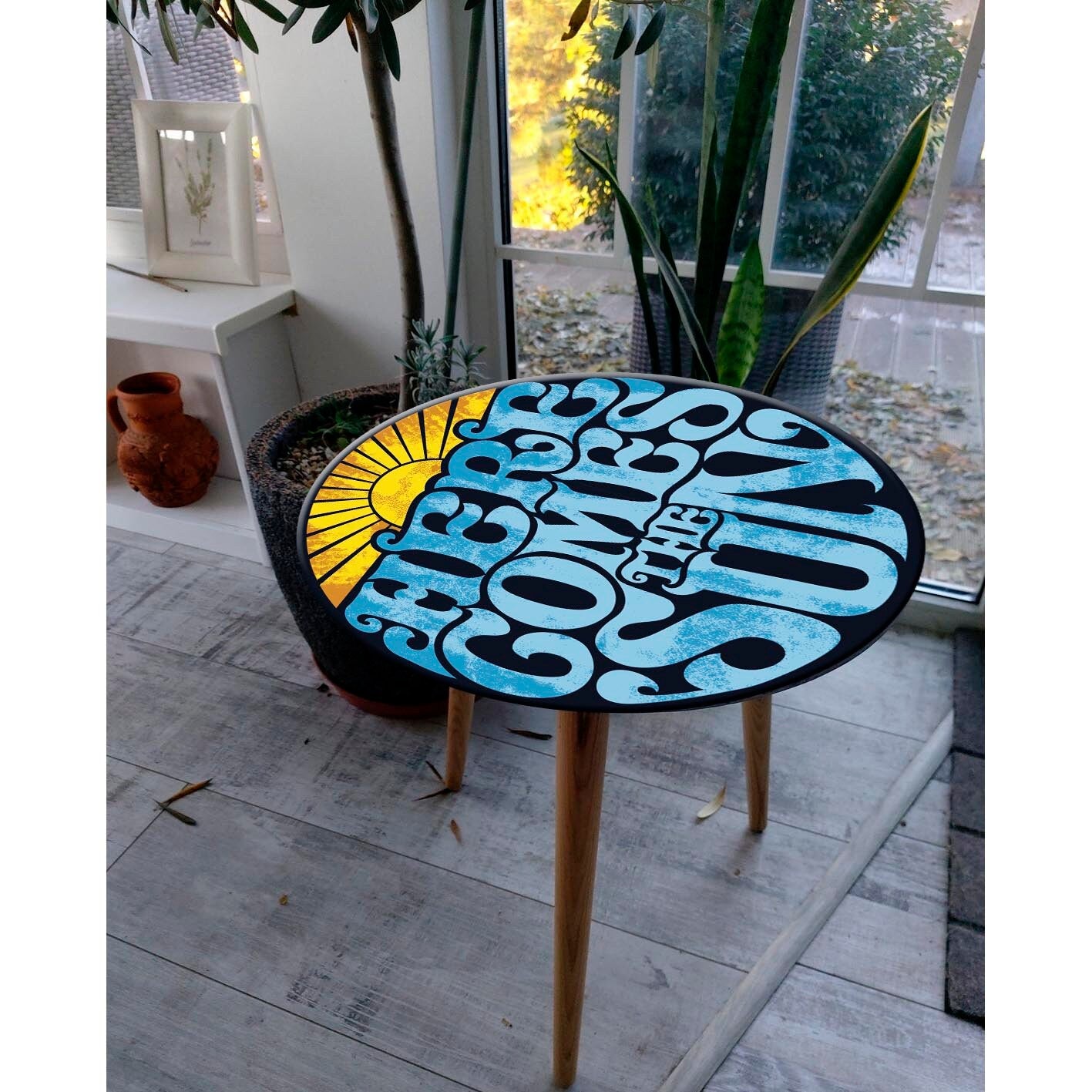 20" Tabletop with text vintage pattern