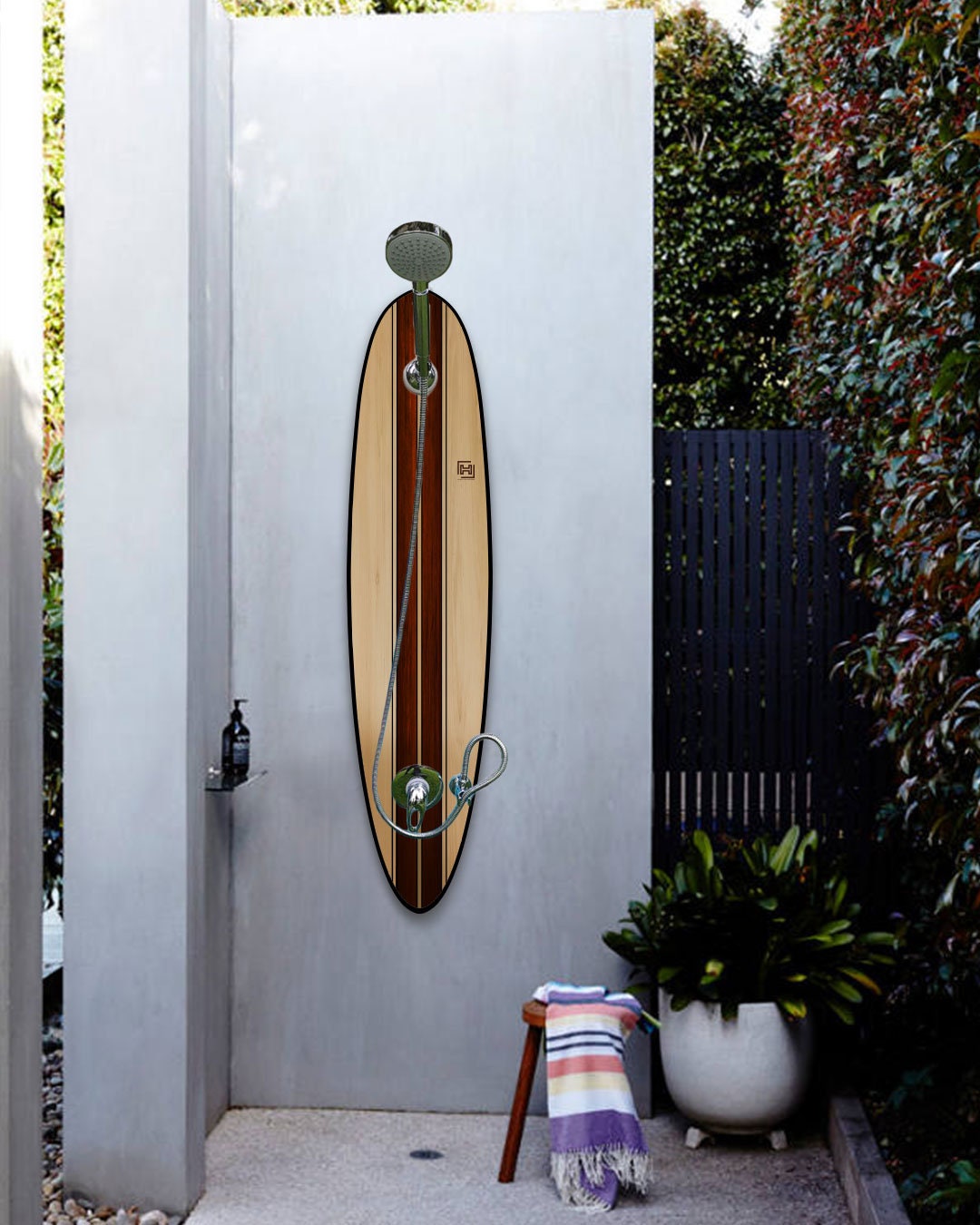 Surfboard Shower Panel - Tropical Lines