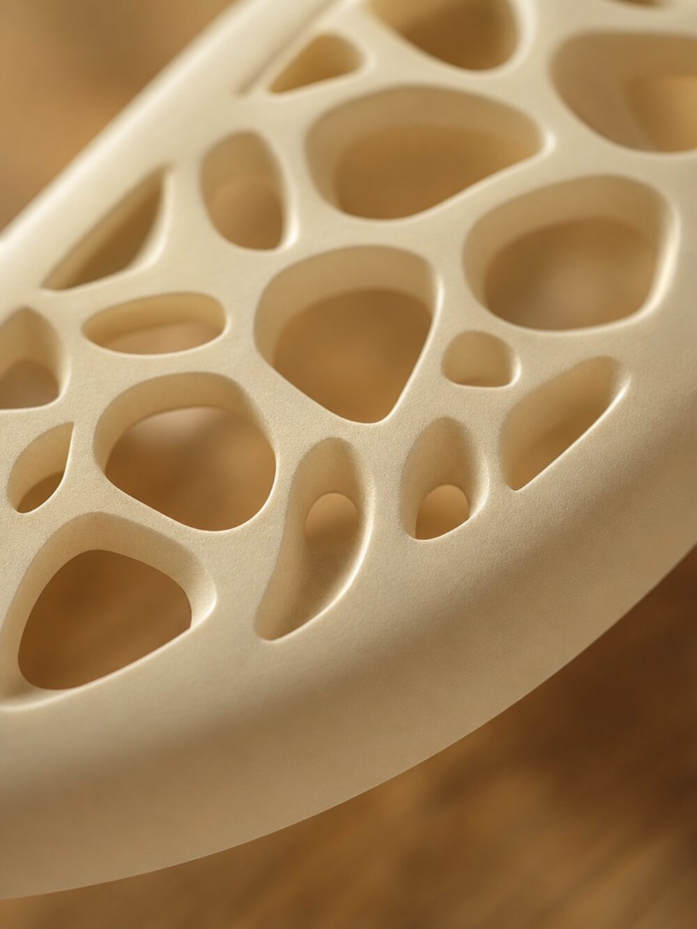 Close-up of a sculpted ripple surface in warm matte finish